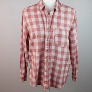 Universal Thread Pink‎ and Cream Checkered Flannel Shirt Size Medium